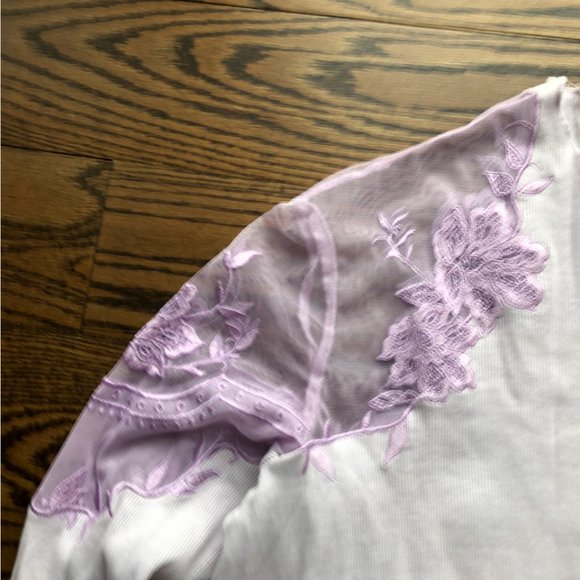 Lavender Lace Shouldered Knit Top - Picture 2 of 8